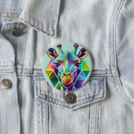 Bóton Redondo 7.62cm Cabeça Geométrica Colorida de Girafa