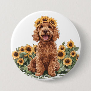 Bóton Redondo 7.62cm Cachorro de Goldenododododle Cute Vestindo Uma Cor