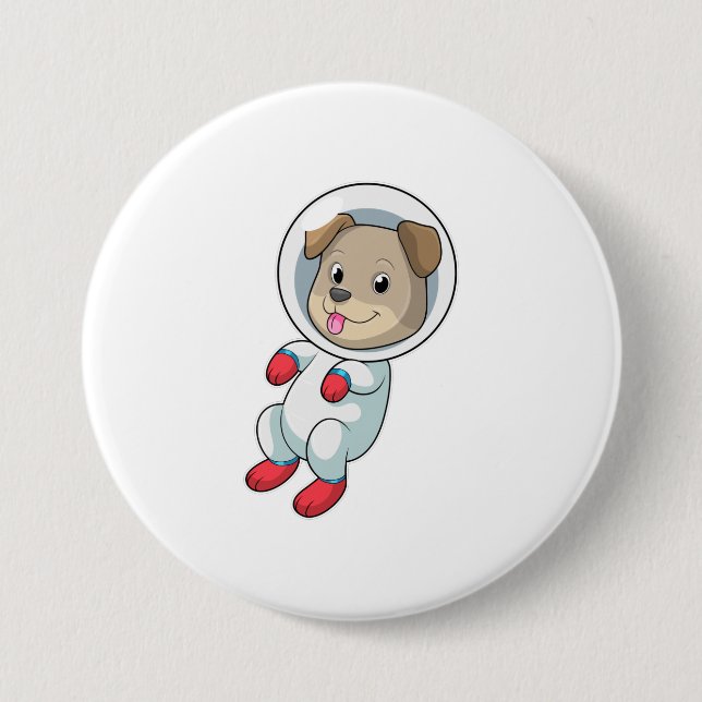 Bóton Redondo 7.62cm Cachorro no espaço em naipe (Frente)
