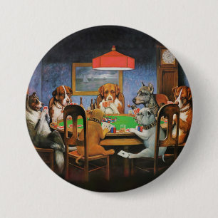 Bóton Redondo 7.62cm Cães jogando pôquer por C.M. Coolidge