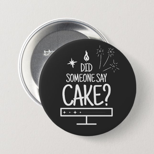Bóton Redondo 7.62cm Cake Lover Quote Minimal White Typography Black (Frente & Verso)