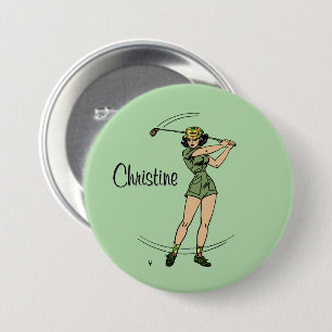 Bóton Redondo 7.62cm Calma para o Golfe Pessoal Lady Golfer Green