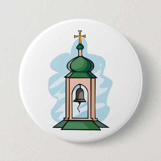 Bóton Redondo 7.62cm Campanário da Igreja Ortodoxa Rústica (Frente)