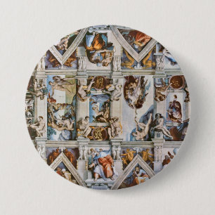 Bóton Redondo 7.62cm Capela Sistina Ceiling Michelangelo