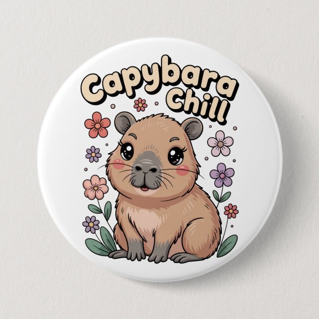 Bóton Redondo 7.62cm Capybara Relax (Frente)