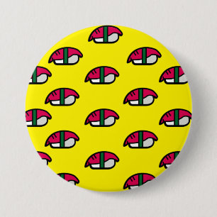 Bóton Redondo 7.62cm Caricatura Kawaii Sushi, Arroz de Peixe e Botão d