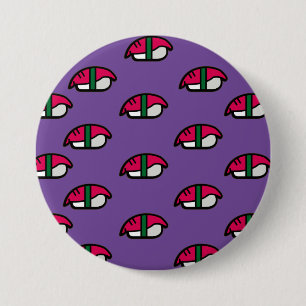Bóton Redondo 7.62cm Caricatura Kawaii Sushi, Arroz de Peixe e Botão d