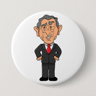 Bóton Redondo 7.62cm Caricatura Política Divertida de George W Bush