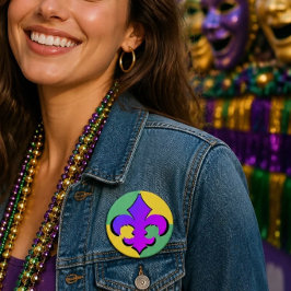 Bóton Redondo 7.62cm Carnaval | Botões Fleur De Lis