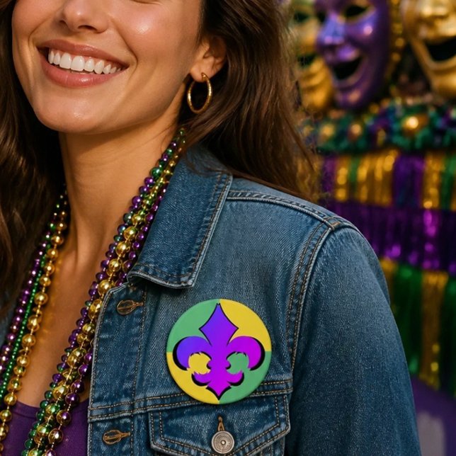 Bóton Redondo 7.62cm Carnaval | Botões Fleur De Lis (Criador carregado)
