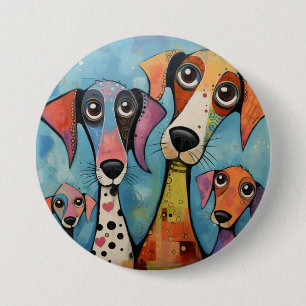 Bóton Redondo 7.62cm Cartoon Colorful Dog Abstrato Art