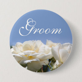 Bóton Redondo 7.62cm Casamento bonito e puro do noivo de rosa branca