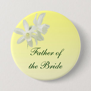 Bóton Redondo 7.62cm Casamento Floral Amarelo Pai do Pin Bride