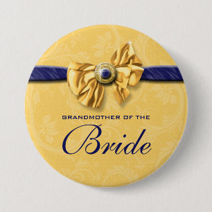 Bóton Redondo 7.62cm Casamento nupcial amarelo do partido do marinho