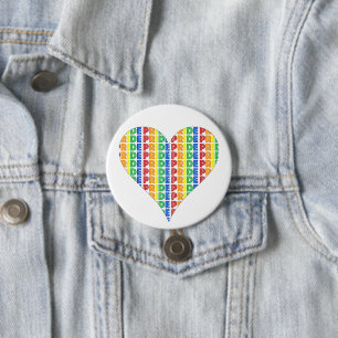 Bóton Redondo 7.62cm Celebração LGBT Orgulho gay Mês Arco-Íris Coração