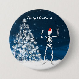 Bóton Redondo 7.62cm Cena & esqueleto do inverno do "Feliz Natal"