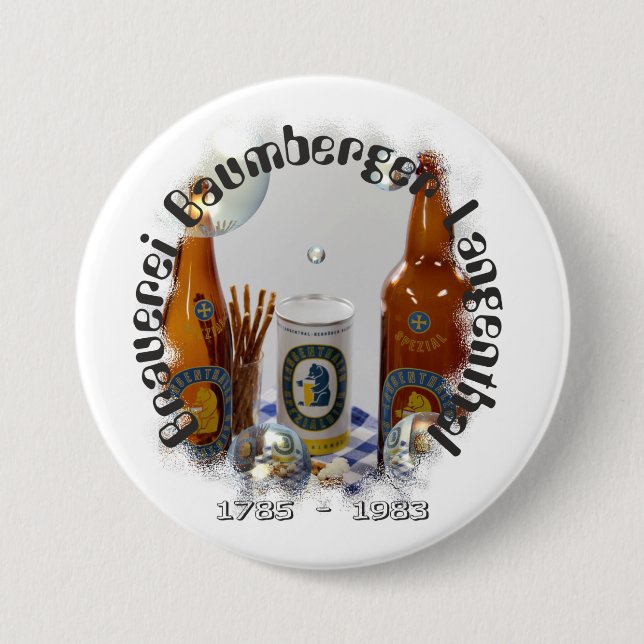 Bóton Redondo 7.62cm Cervejaria Baumberger Langenthal Button (Frente)