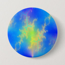 Bóton Redondo 7.62cm Céu Azul e Ouros de Relâmpagos Amarelos