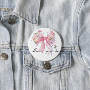 Bóton Redondo 7.62cm Chá de Bebê Arco Floral Aquarela - mamãe de primei