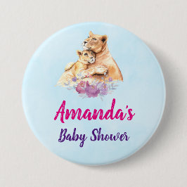 Bóton Redondo 7.62cm Chá de fraldas de Leão e Cubo da Mãe de Cor de Águ