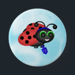 Bóton Redondo 7.62cm Chanukah Ladybug em yamaka com dreidel<br><div class="desc">Esta pequena joaninha está pronta para Chanukah. Ilustração de ladybug em um yamaka com um sonho.</div>