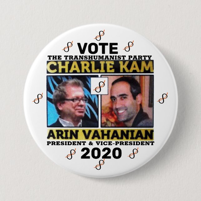 Bóton Redondo 7.62cm Charlie Kam / Arin Vahanian para o Presidente 2020 (Frente)