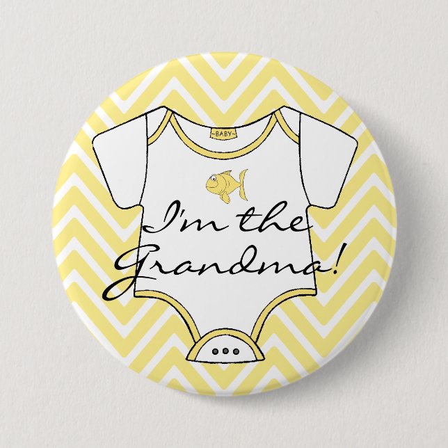 Bóton Redondo 7.62cm Chevron amarelo eu sou a avó! (Frente)