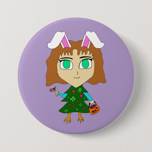 Bóton Redondo 7.62cm Chibi de Feriados Múltiplos (Frente)