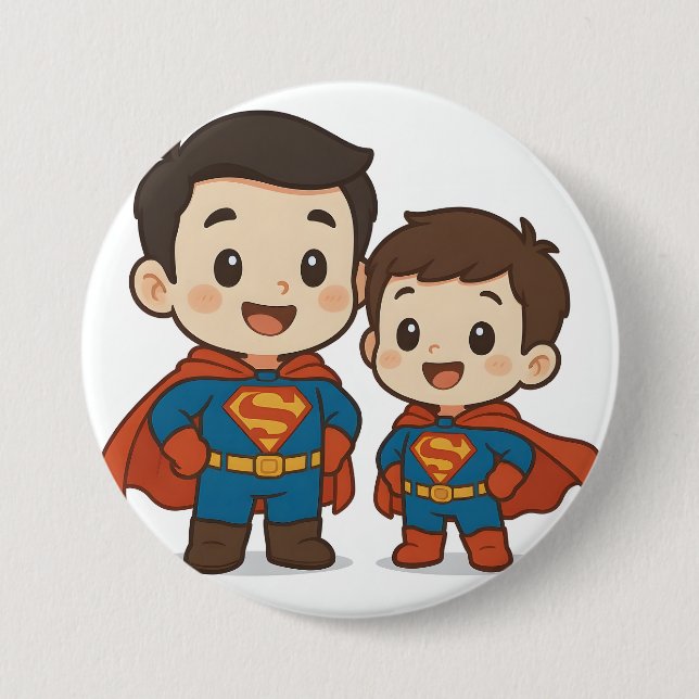 Bóton Redondo 7.62cm Chibi Superhero Duo Stationery	 (Frente)