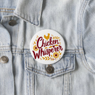 Bóton Redondo 7.62cm Chicken Whisperer Rustic Farmhouse Cottagecore