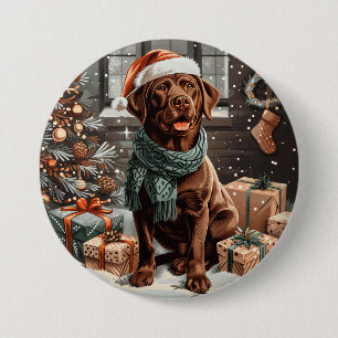 Bóton Redondo 7.62cm Chocolate de Natal Labrador Cão de Retriever