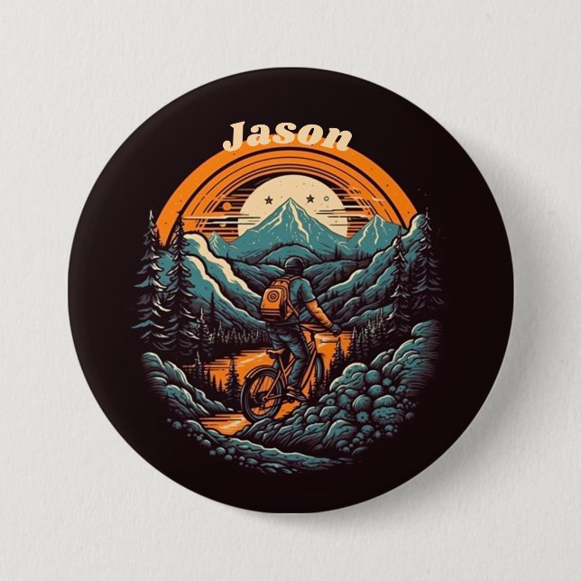 Bóton Redondo 7.62cm Ciclo de vida, retro personalizável (Frente)