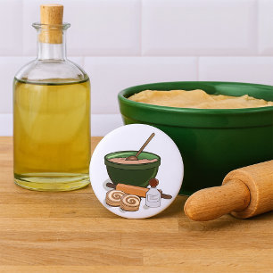 Bóton Redondo 7.62cm Cinnamon Roll Baking Ingredientes Cozy Kitchen