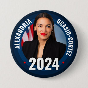 Bóton Redondo 7.62cm COA - Alexandria Ocasio-Cortez 2024