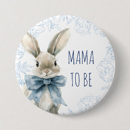 Bóton Redondo 7.62cm Coelho Azul Mãe Para Ser Chá de fraldas