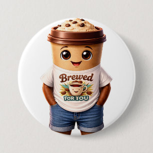 Bóton Redondo 7.62cm Coffee Man – Design Divertido para Verdadeiros Rei