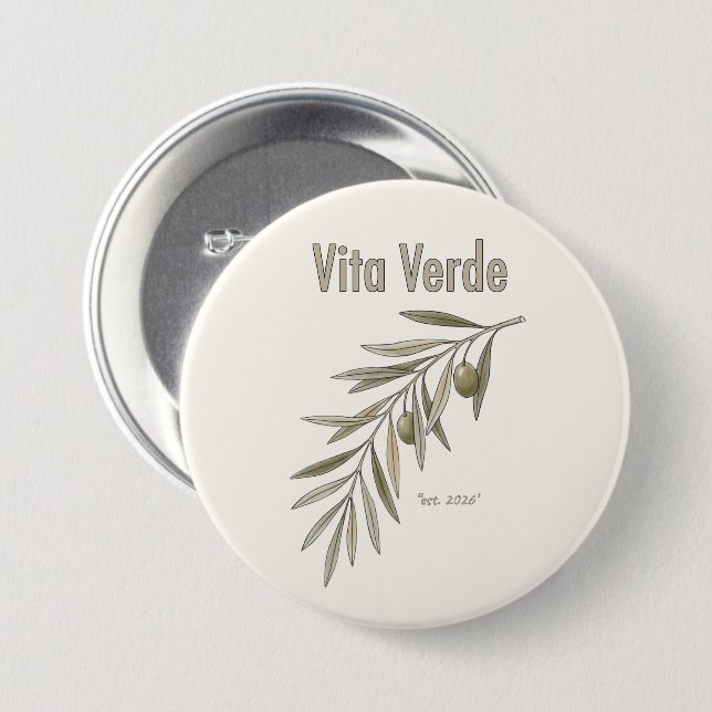 Bóton Redondo 7.62cm Coleção Vita Verde Bege (Frente & Verso)