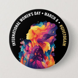 Bóton Redondo 7.62cm Colorful Faces Abstract Women's Day | IWD