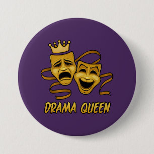 Bóton Redondo 7.62cm Comédia Da Rainha Drama E Máscara Dourada De Teatr