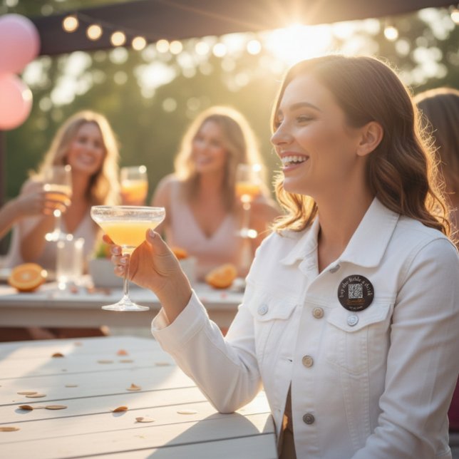 Bóton Redondo 7.62cm Comprar uma bebida para a noiva botão de código QR (Criador carregado)