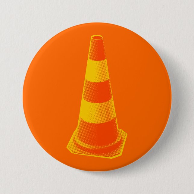Bóton Redondo 7.62cm Cone de Tráfego com Listras Amarelas (Frente)