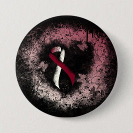 Bóton Redondo 7.62cm Coração de Borgonha e Fita de Marfim