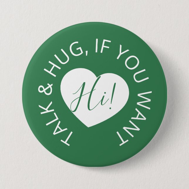 Bóton Redondo 7.62cm Coração verde de acolhimento de convidados distanc (Frente)