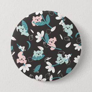 Bóton Redondo 7.62cm Corante Koala Pattern Cute Animal e Floral