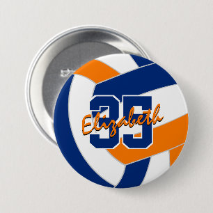 Bóton Redondo 7.62cm cores da equipe de voleibol de laranja azul