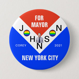 Bóton Redondo 7.62cm Corey Johnson para o prefeito de Nova Iorque em 20