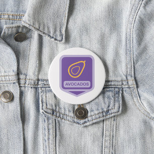Bóton Redondo 7.62cm Crachá de abacate minimalista em roxo e Dourado