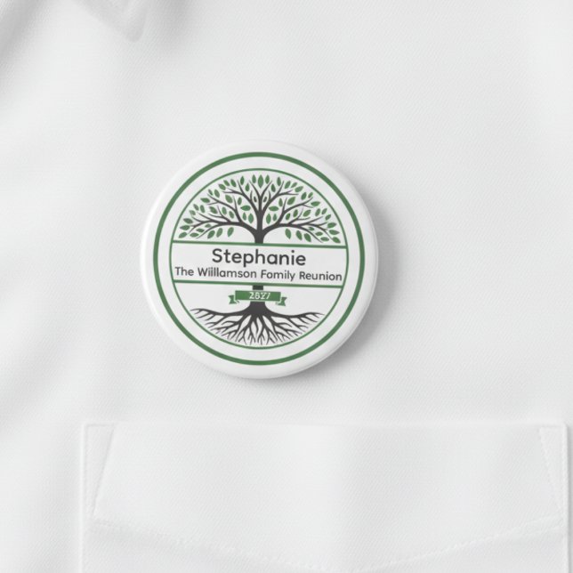 Bóton Redondo 7.62cm Crachá de Nome do Keepsasasaame de Celebração de R (Family reunion name tag button)