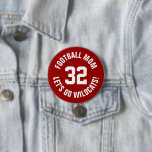 Bóton Redondo 7.62cm Crimson e White Football, mãe Jersey Number<br><div class="desc">Anime-se com a sua equipe desportiva favorita, jogador de futebol ou mostre seu orgulho escolar com um botão personalizado de espírito! Adicione o nome da sua escola ou personalize com o nome de um jogador e o número de camisa. Perfeito para jogos de futebol, basquetebol, baseball e futebol! Crie pinos...</div>