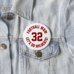 Bóton Redondo 7.62cm Crimson e White Football, mãe Jersey Number<br><div class="desc">Anime-se com a sua equipe desportiva favorita, jogador de futebol ou mostre seu orgulho escolar com um botão personalizado de espírito! Adicione o nome da sua escola ou personalize com o nome de um jogador e o número de camisa. Perfeito para jogos de futebol, basquetebol, baseball e futebol! Crie pinos...</div>
